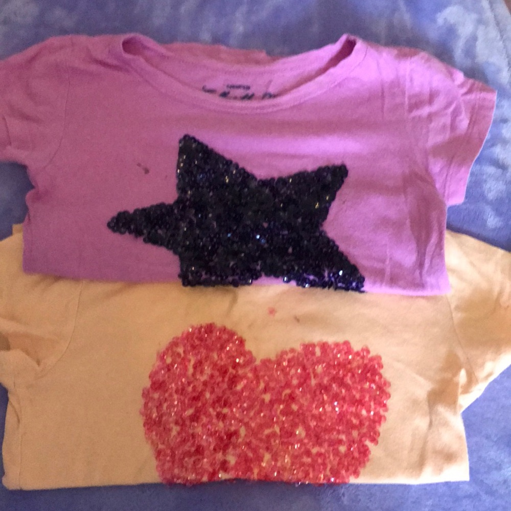 Lot of two , sequin star design and pink heart